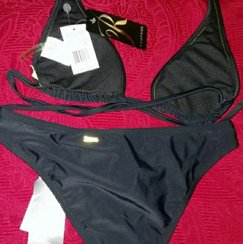 NWT*Rampage 2-pc Black bikini w/metallic accents* sz M
